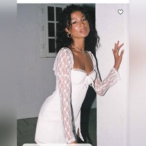 Ashwood Lace Sleeve Mini Dress in White